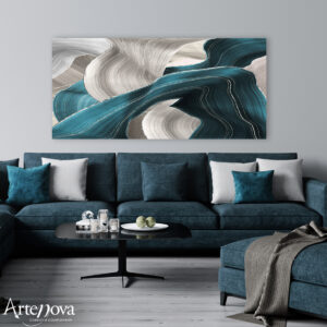 Quadro moderno astratto GB01 silver e ottanio